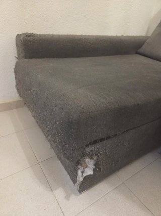Sofá chaise longue gris tela
