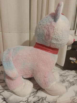 Peluche Gato Arcoíris con Lazo Rosa