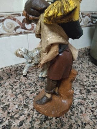 Figura Belén Pastor con Cordero y pescador