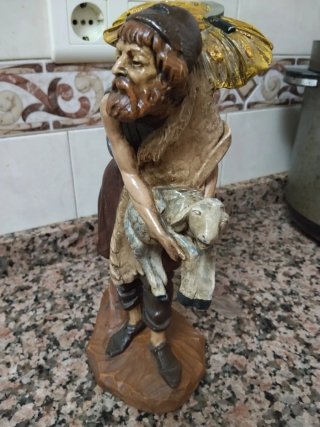 Figura Belén Pastor con Cordero y pescador