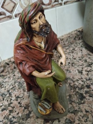 Figura Belén Pastor con Cordero y pescador