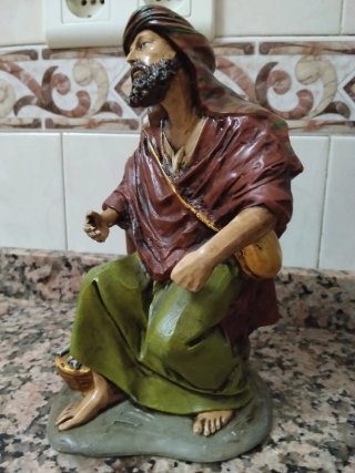 Figura Belén Pastor con Cordero y pescador