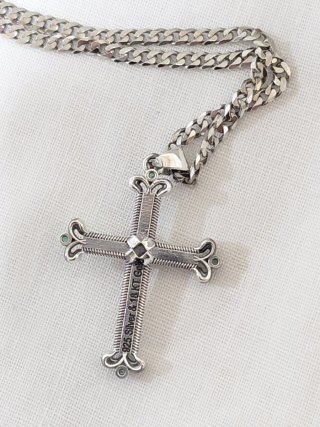 Colgante Cruz Oro 18k Plata Zafiro Esmeraldas