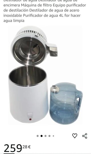 Destilador de agua acero inoxidable 4L