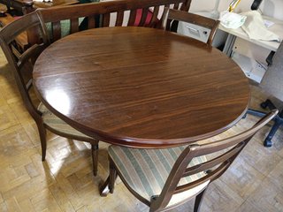 Mesa comedor redonda madera y 4 sillas