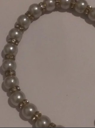 Pulsera/tobillera perlas brillantes y oro
