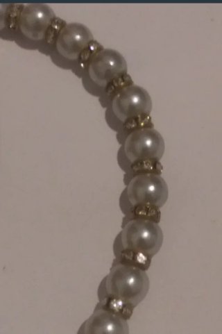 Pulsera/tobillera perlas brillantes y oro