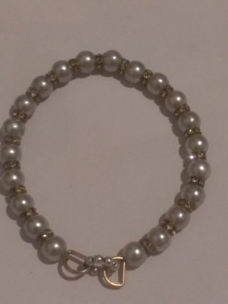 Pulsera/tobillera perlas brillantes y oro