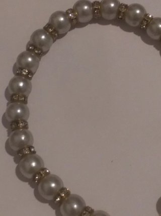 Pulsera/tobillera perlas brillantes y oro