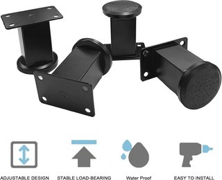4 Piezas Patas Muebles Regulables Metal Negro