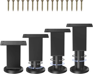 4 Piezas Patas Muebles Regulables Metal Negro
