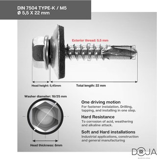 DOJA Industrial Tornillos Autotaladrantes M5