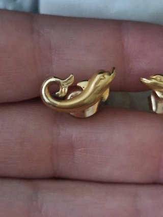 Pendientes Carrera y Carrera Delfines Oro