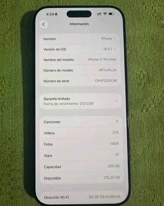 iPhone 17 Pro Max Azul Como Nuevo