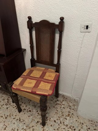Pareja Sillas Castellanas Madera y Rattan