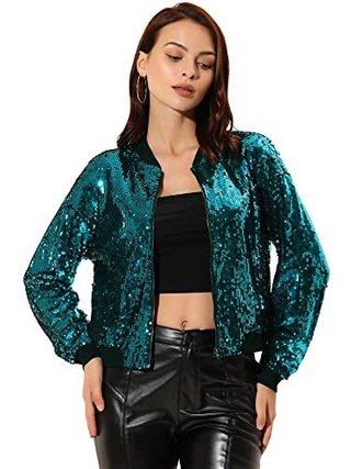 Chaqueta lentejuelas verde azulado Talla L