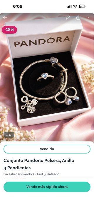 Conjunto Pandora: Pulsera, Anillo y Pendientes