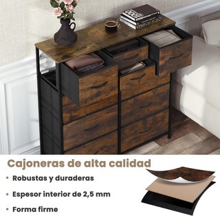 CÓMODA CON 10 CAJONES ESTILO INDUSTRIAL