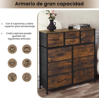 CÓMODA CON 10 CAJONES ESTILO INDUSTRIAL