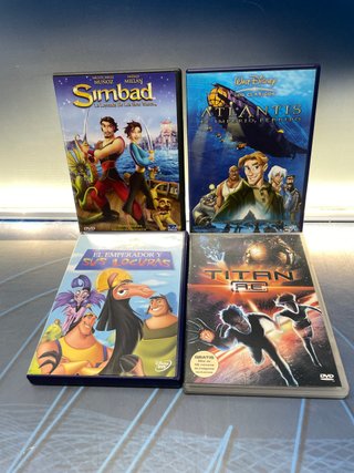 Lote de 4 DVDS Peliculas infantiles el emperador y sus locuras y mas