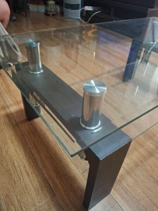Mesa de centro cristal y metal