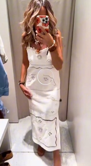 Vestido blanco bordado Zara