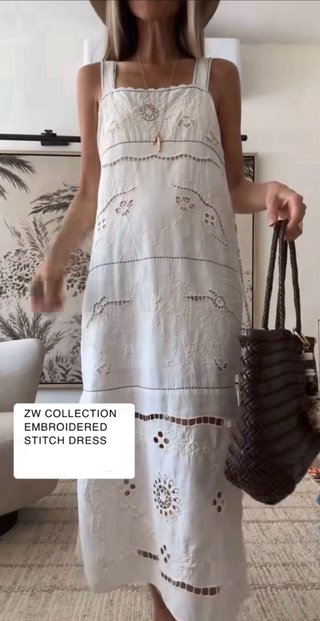 Vestido blanco bordado Zara