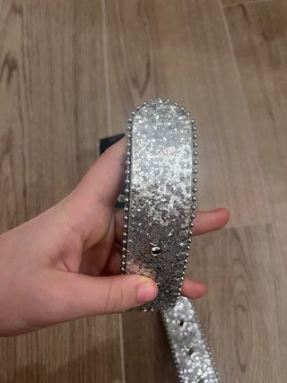 Cintura Y2K Glitter Argento Strass Borchie