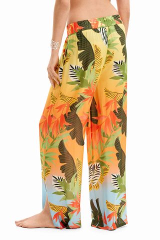 Pantalón Desigual Wide Leg Estampado Tropical T. L