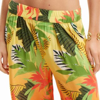 Pantalón Desigual Wide Leg Estampado Tropical T. L