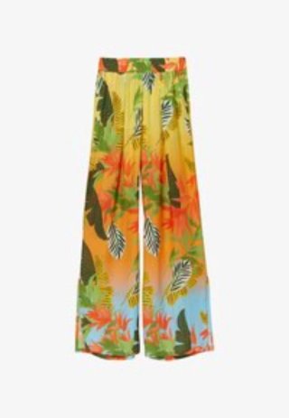 Pantalón Desigual Wide Leg Estampado Tropical T. L
