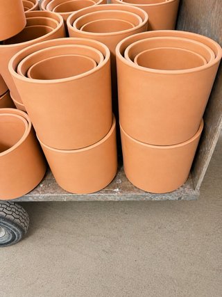 Juego 6 Macetas Cerámica Cilíndricas Marrón