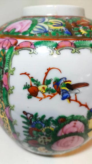 Jarron porcelana china Rose Medallion Macao Vintag
