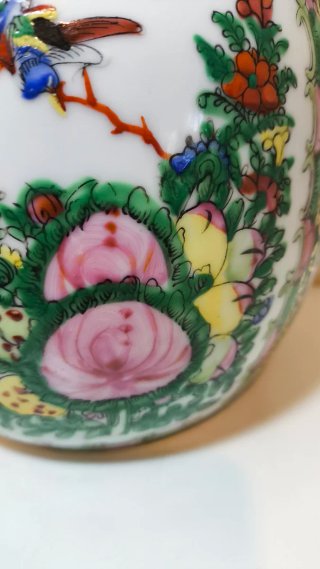 Jarron porcelana china Rose Medallion Macao Vintag