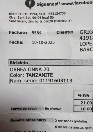 Bicicleta Orbea Onna 20