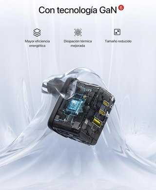 BASEUS Enerfill Cargador 70W GaN6 3 Puertos
