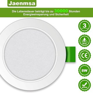 Jaenmsa 6xFocos LED empotrables 8W 75-85mm 6500K