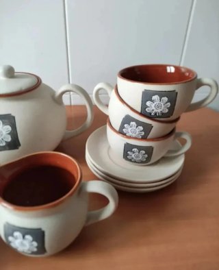 Juego de té/café 5 tazas cerámica
