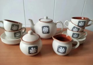 Juego de té/café 5 tazas cerámica