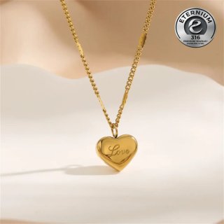 Collana con pendente a cuore "Love" - Acciaio 316L