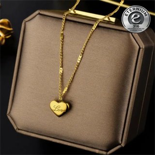Collana con pendente a cuore "Love" - Acciaio 316L