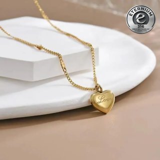Collana con pendente a cuore "Love" - Acciaio 316L