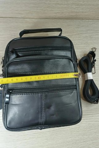 Bolso Piel Hombre Negro Bandolera