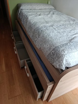 Cama nido 90cm con 3 cajones y colchones.