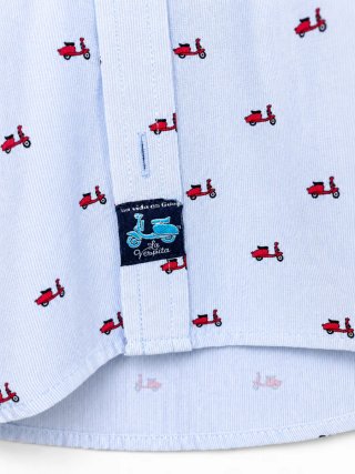 Camisa Vespa Original Azul y Rojo