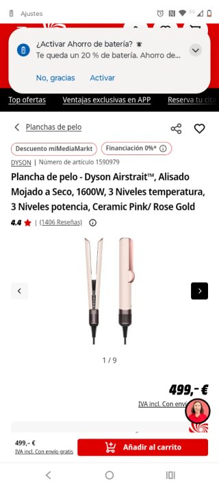 Piastra per capelli Dyson Airstrait a secco e bagnato