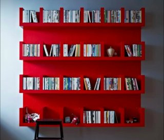Estantería Pared IKEA LACK Roja y Negra