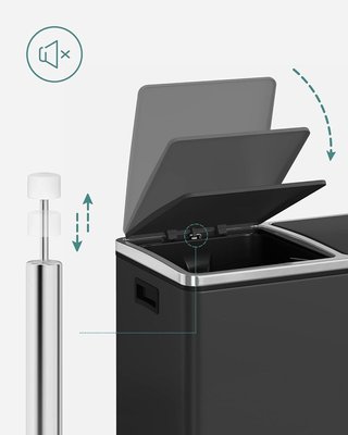 Cubo Basura Reciclaje Songmics 48L LTB48BK Negro