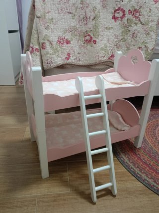 Cuna litera para muñecas rosa