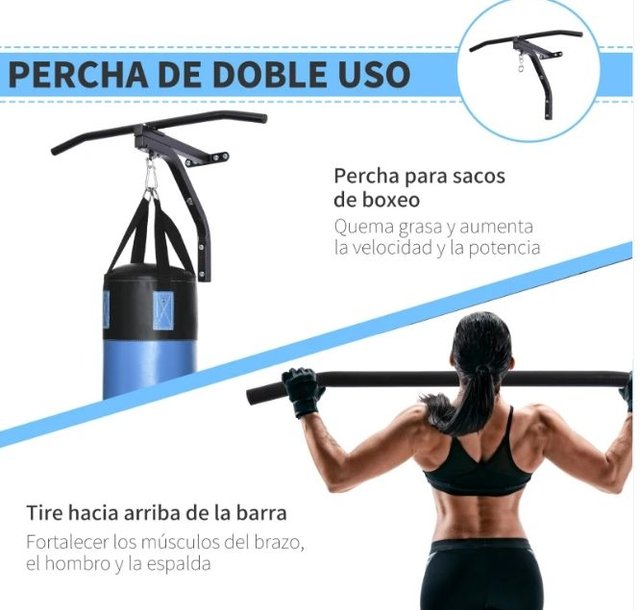 Barra dominadas acero 2 en 1 para pared
